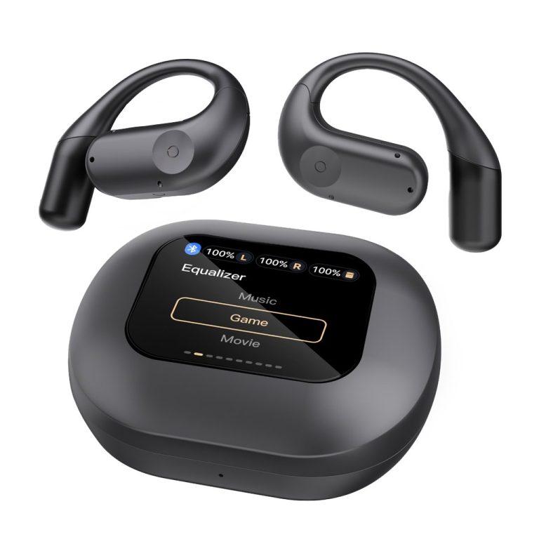 هدفون بی‌سیم Powerology Air Conduction با طراحی Open-Ear، نمایشگر لمسی و قابلیت ENC رنگ مشکی